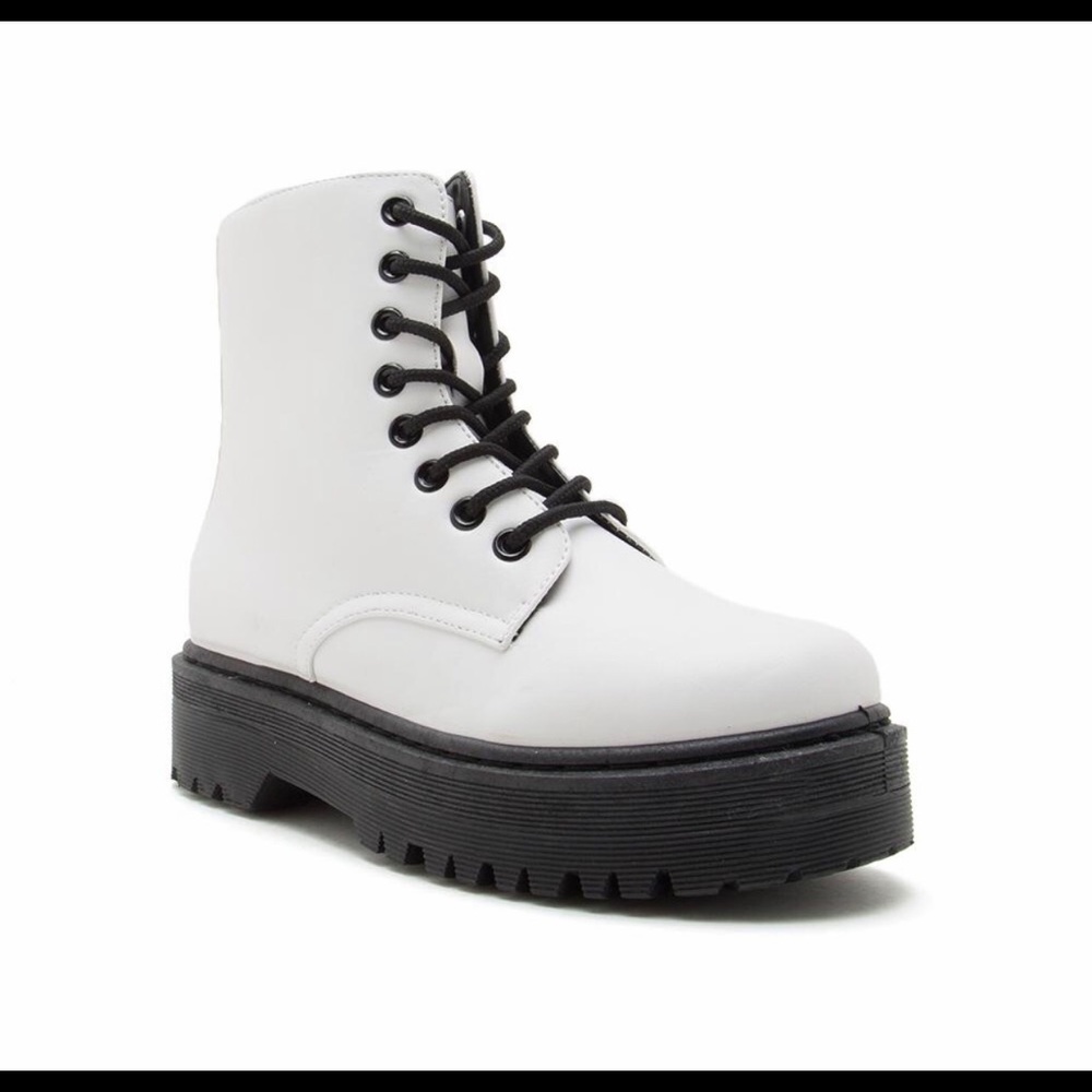White platform combat boots